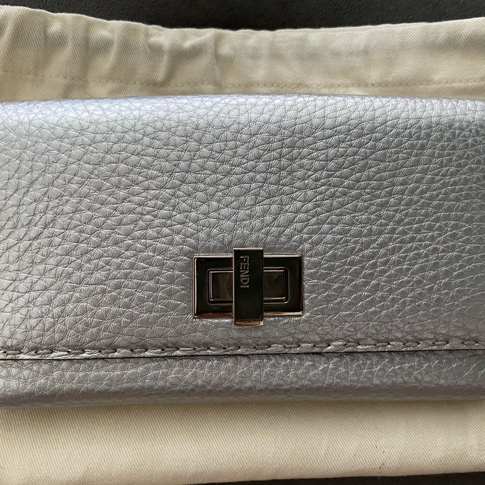 Fendi Peekaboo Selleria large silver wallet